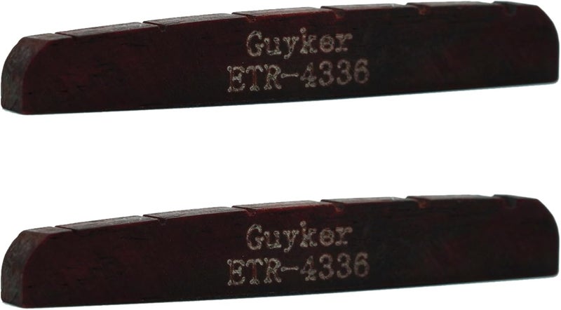 guyker 43mm Guitar Bone Nut - Red Pre-Slotted Bone Nuts for 6 String ST Strat Style Electric Guitar Replacement Parts Accessories 43mm*3.5mm*6mm (2 Pieces), ETR-4336 - Image 2